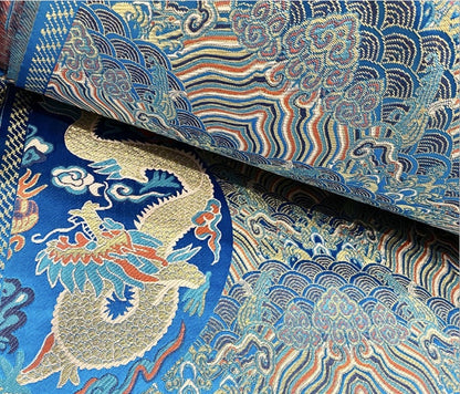 Dragon Sea Wave Brocade Fabric: Silk Rayon Jacquard (29.5"/75cm)