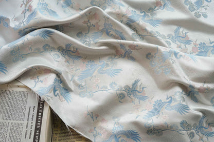 Crane Jacquard Fabric: Chinese Style Upholstery, Costume, & Sewing - 55"W