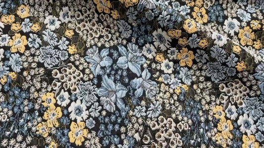 Floral Jacquard Fabric: 3D Texture Polyester, 59" Wide