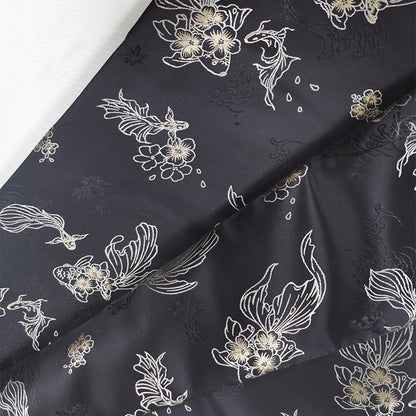Goldfish Jacquard Fabric: Butterfly Flower Polyester Rayon Blend