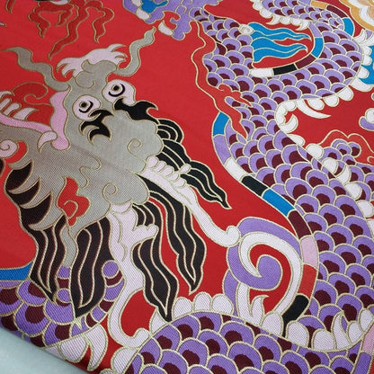 Tissu brocart de soie brodé à double dragon - Modèle de cheongsam de mariage