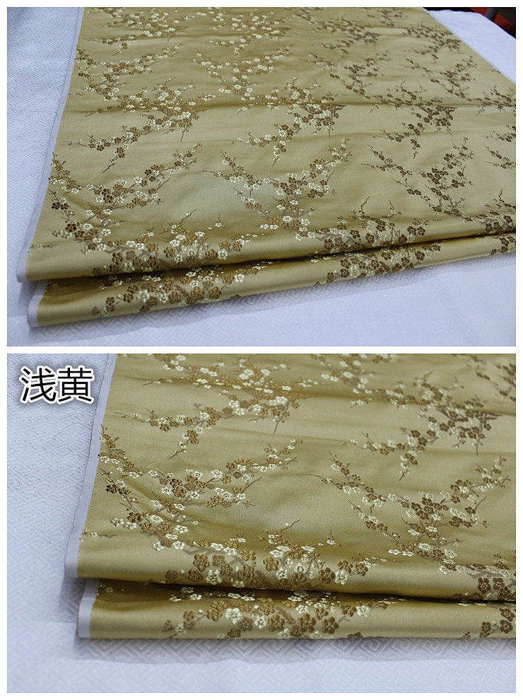 Plum Blossom Silk Brocade Fabric: Multicolored Cheongsam Qipao Material