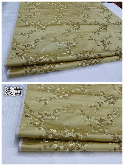 Plum Blossom Silk Brocade Fabric: Multicolored Cheongsam Qipao Material