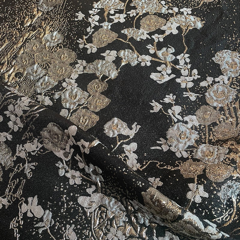 Metallic Floral Jacquard Fabric: 57" Wide Cotton Blend