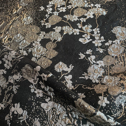 Metallic Floral Jacquard Fabric: 57" Wide Cotton Blend