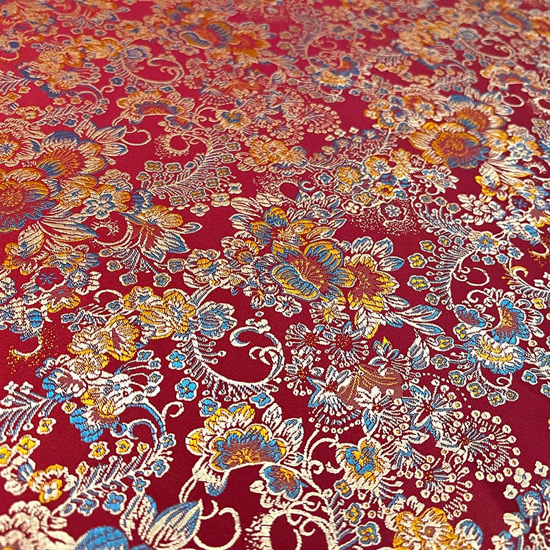 Tissu brocart de soie à motif pivoine : 75 cm de large (29,5 po) – Ameublement et costumes