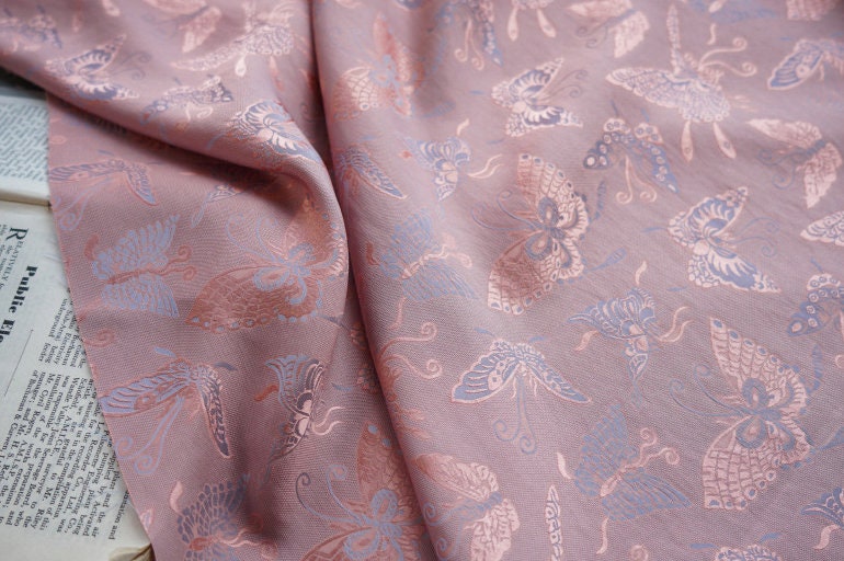 Butterfly Jacquard Rayon Fabric: Tea Silk Satin (By The Meter)