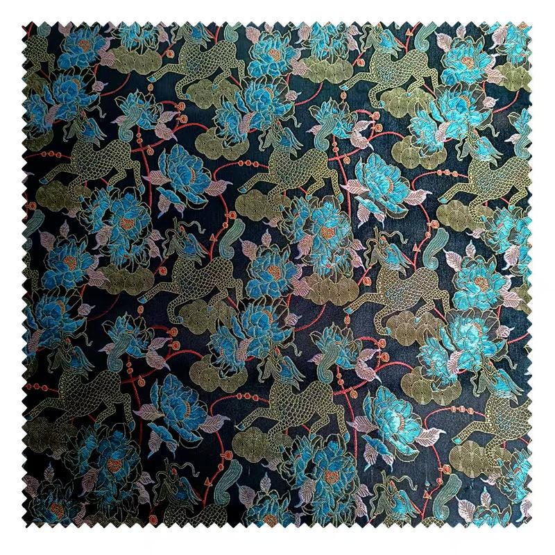 Kirin Peony Brocade Fabric ��� Color-Woven Jacqua"W