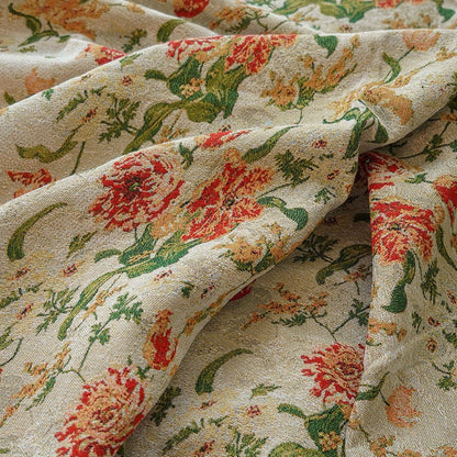 Floral Jacquard Fabric: Retro Big Flower Upholstery, 59" Wide