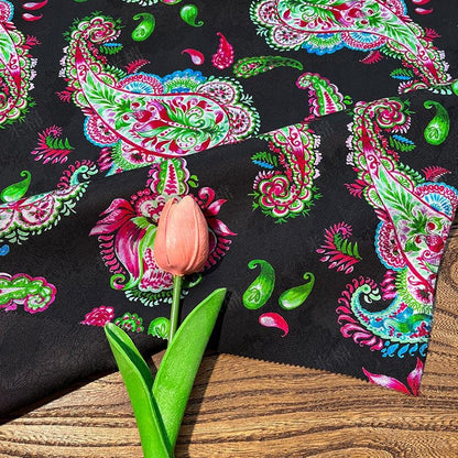 Luxurious Xiangyun Silk with Paisley Jacquard Pattern, 59" Wide