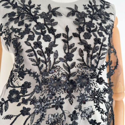Elegant Gold Multicolor Beaded Sequin Lace Fabric for Wedding Dresses & Special Occasion Gowns