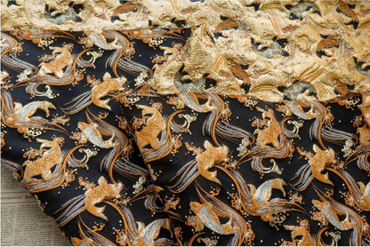 Nishijin Japanese Kinran Fabric: 3D Fish Jacquard Brocade (54" Width)