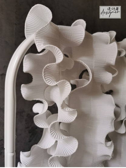 Dentelle à vagues blanches : tissu organza à volants 3D (9,5 cm de large)