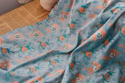 Brocart chinois : style dynastie Song, motif cheval, 147 cm de large
