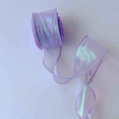 Gradient Organza Ribbon: 4cm Sheer Fishtail Fabric, 10 Yards