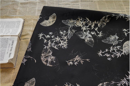 Gold Thread Jacquard Fabric: Butterfly & Fan Design, 58" Wide