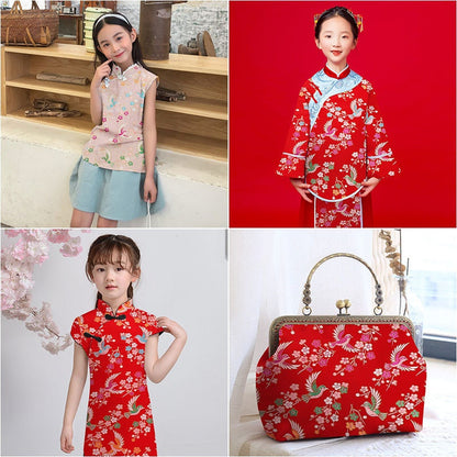 Bird Pattern Rayon Brocade Fabric: 57"W Cheongsam Costume Material