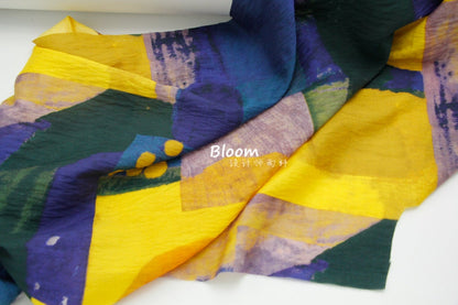 Art Print Tencel Linen Fabric: Contrast Color Silky Cloth, 59" Wide
