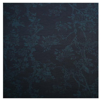 Dark Blue Floral Tencel Ramie Fabric: Sewing Material By Meter