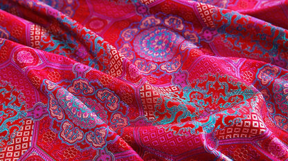 Plum Blossom Brocade Fabric: 29.5"W Bohemian Quilting Sewing Material