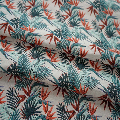 Red and Green Bamboo Fabric: Retro Upholstery, Costume, Decor