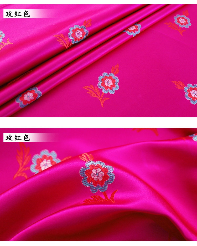 Peony Flower Brocade Fabric: Wedding Damask Jacquard (29.5"W)