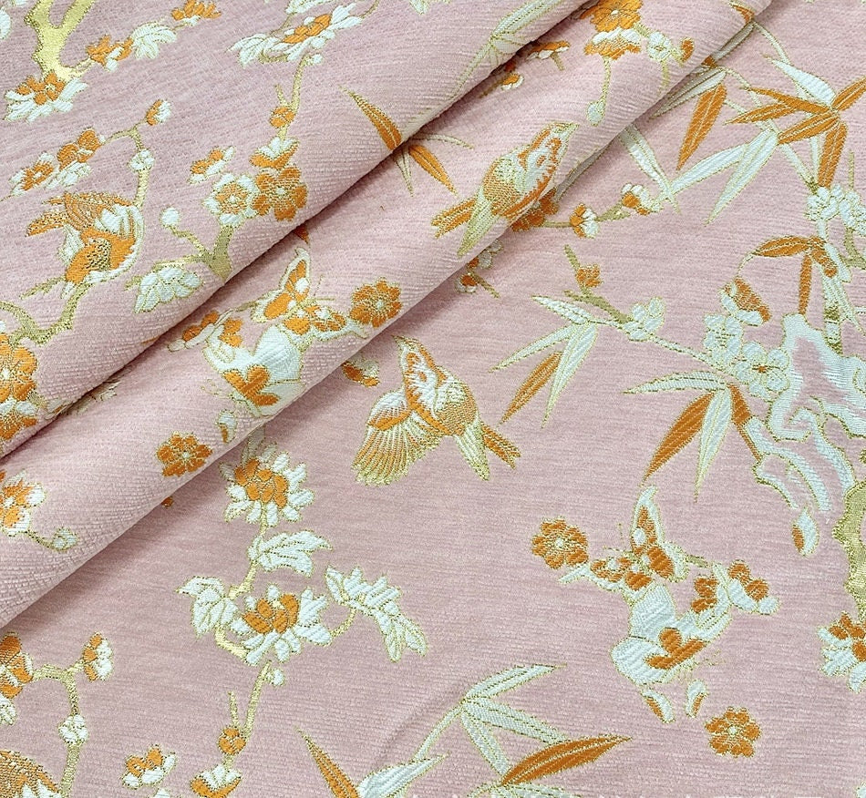 Red Jacquard Chenille Fabric: Floral Upholstery, Costume, Decor (by the Meter)