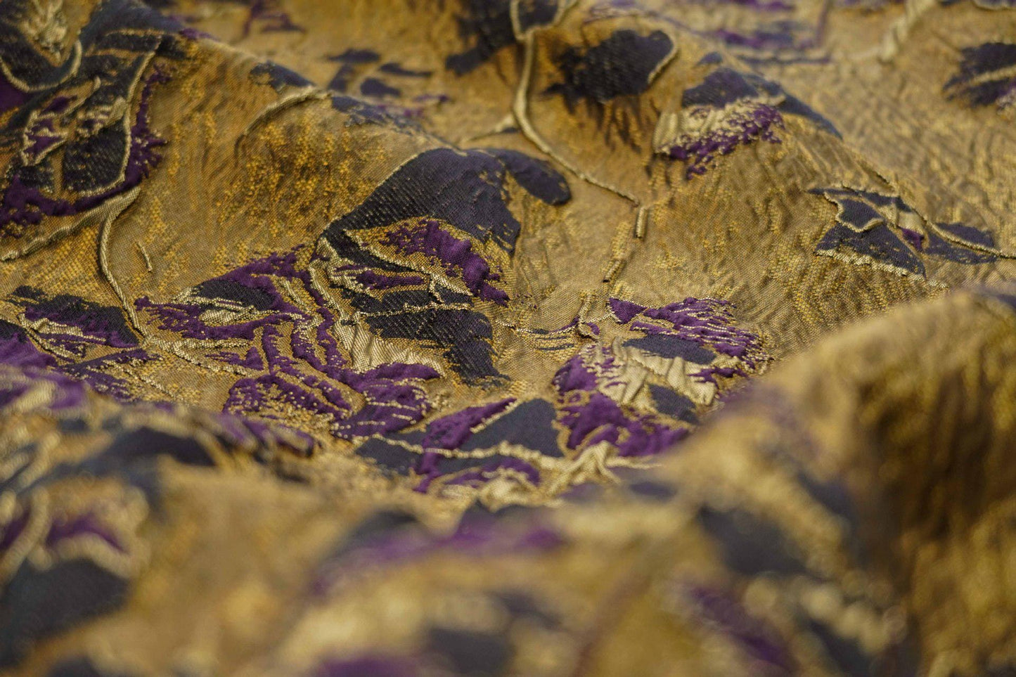 Gold Thread Jacquard Fabric: 3D Texture Upholstery, Costume, Decor - 55"W
