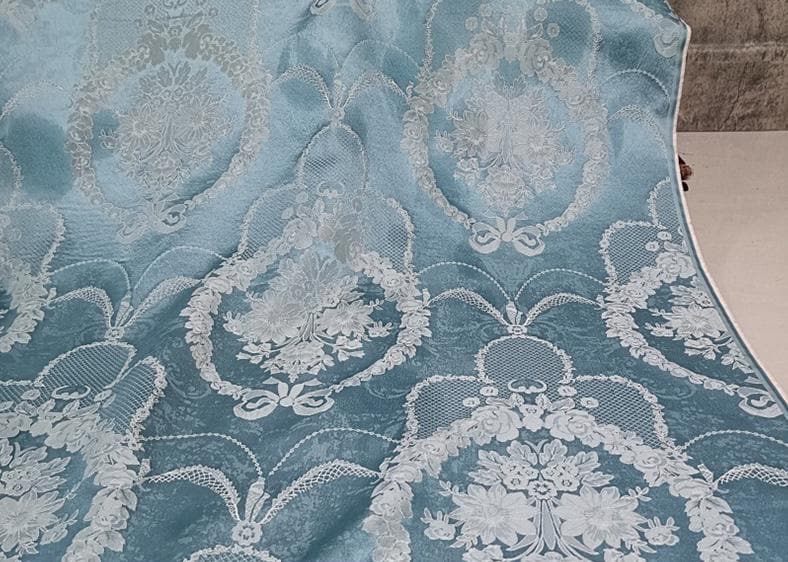 Blue Embossed Floral Jacquard Brocade Fabric | 55" Wide