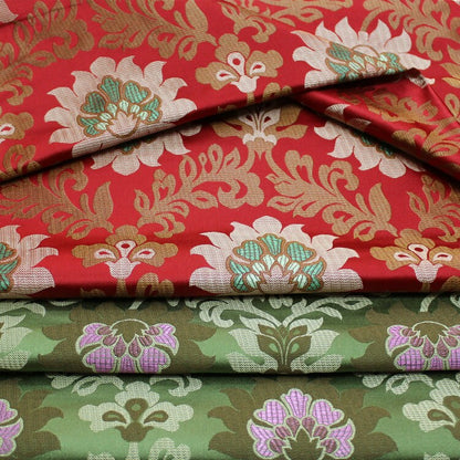 Tissu brocart Lotus Lurex : 75 cm de large, textile tibétain
