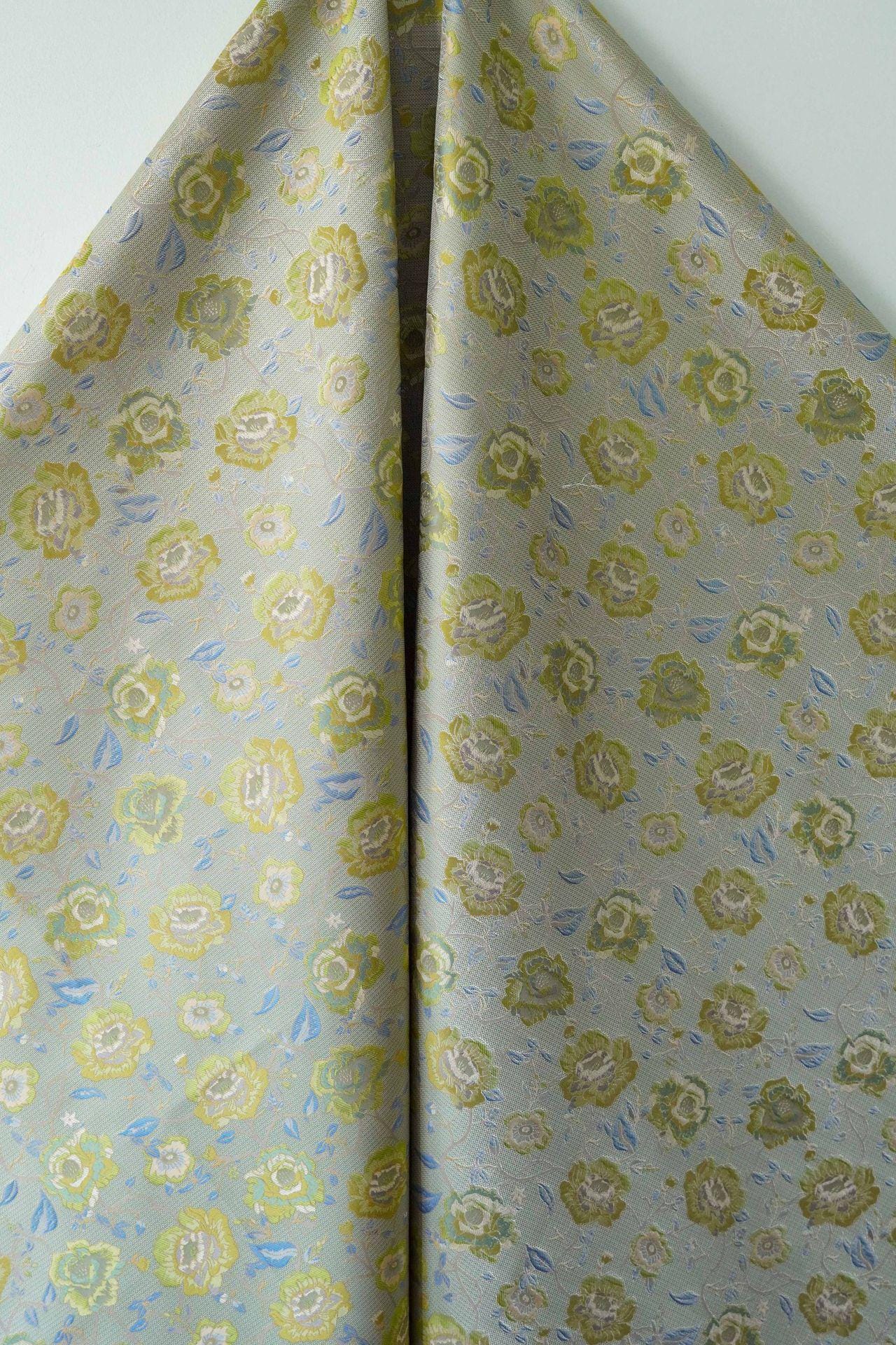 Tissu jacquard à motif floral au mètre, textile teint en fil à motif de fleurs de vigne, matériau pour la couture et l'ameublement, 165 cm de large