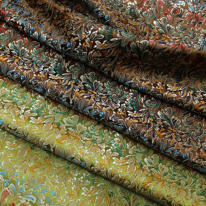Tissu brocart de soie à motif floral : style impérial tibétain antique, 75 cm de large