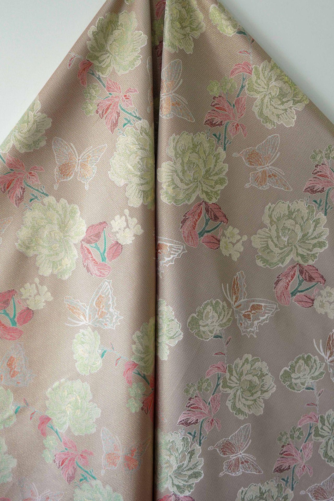 Gold Thread Floral & Butterfly Woven Fabric ��� Colorwoven Jacquard Textile for Dress, Quilting, Upholstery, DIY Sewi" Wide