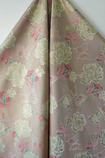 Gold Thread Floral & Butterfly Woven Fabric ��� Colorwoven Jacquard Textile for Dress, Quilting, Upholstery, DIY Sewi" Wide