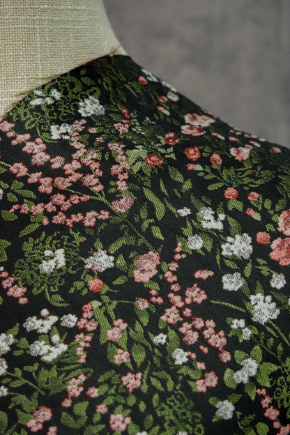 Reversible Floral Jacquard Fabric: Pink Flower Pattern, 55" Wide