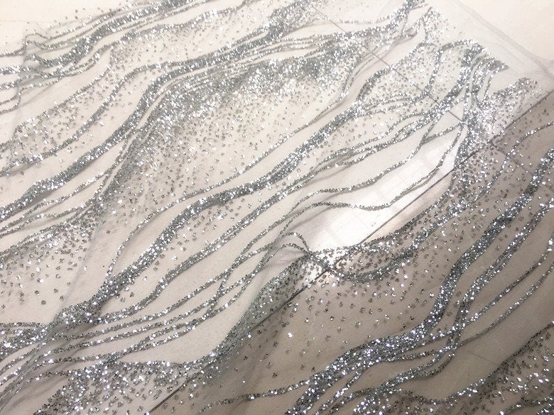 Tissu polyester effet vague brillante : voile à paillettes bronzées, 150 cm de large