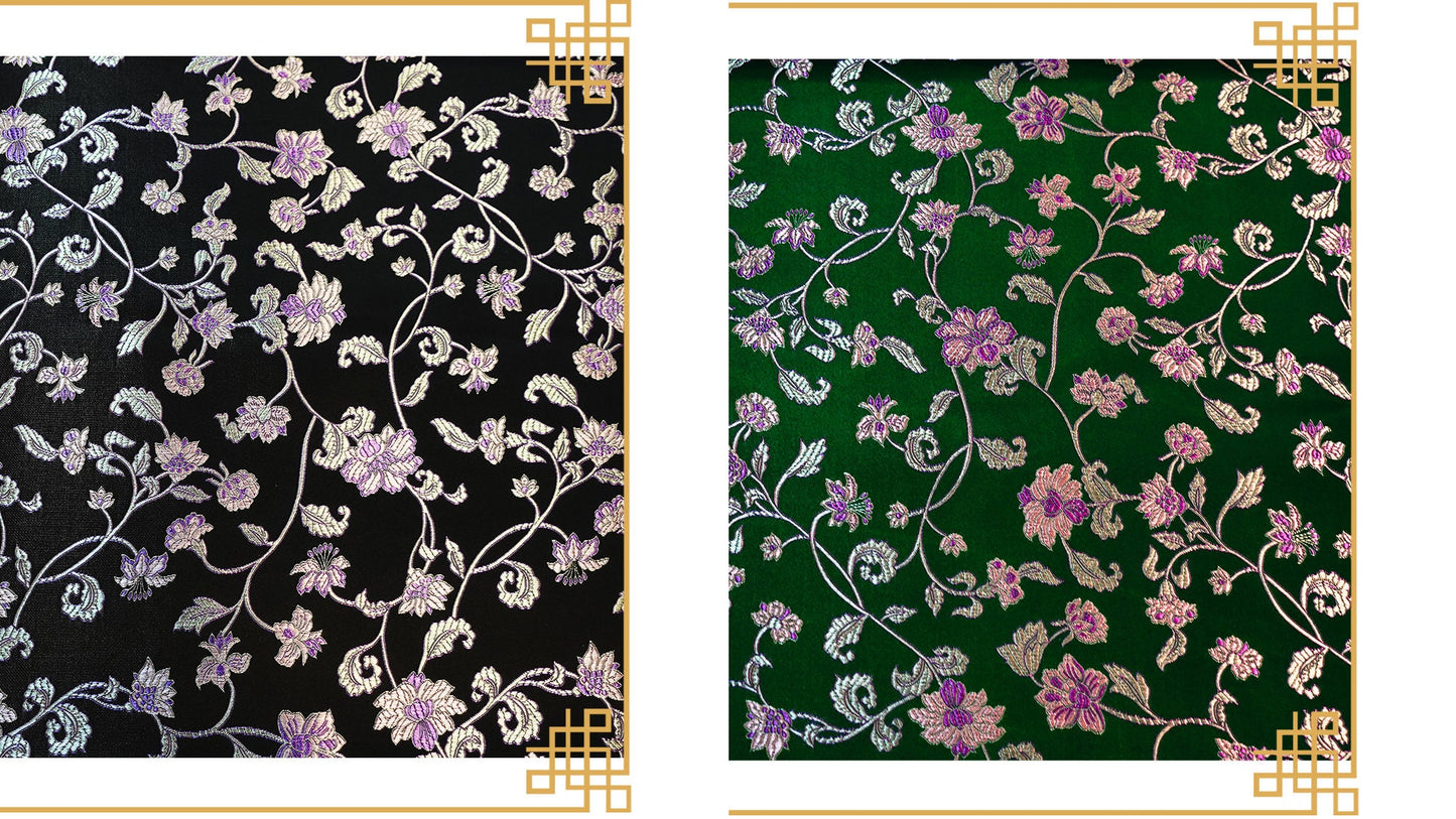 Floral Silk Brocade Fabric: Wedding Damask, Upholstery & Costume (By The Meter)