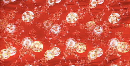 Tissu brocart jacquard pour parapluie japonais : kimono en rayonne de soie rouge, ameublement (150 cm de large)