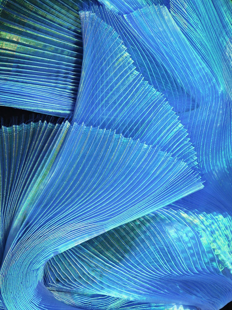 Mermaid Iridescent Pleated Organza Fabric: 55" Wide Designer Material