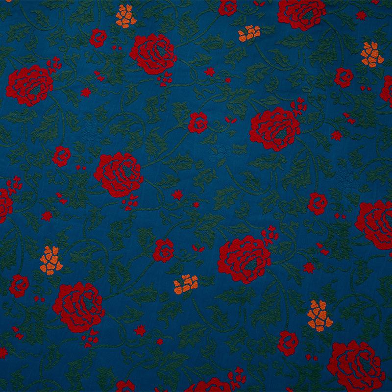 Tissu satiné velours jacquard rose bleu foncé - 147 cm de large