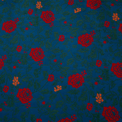 Tissu satiné velours jacquard rose bleu foncé - 147 cm de large