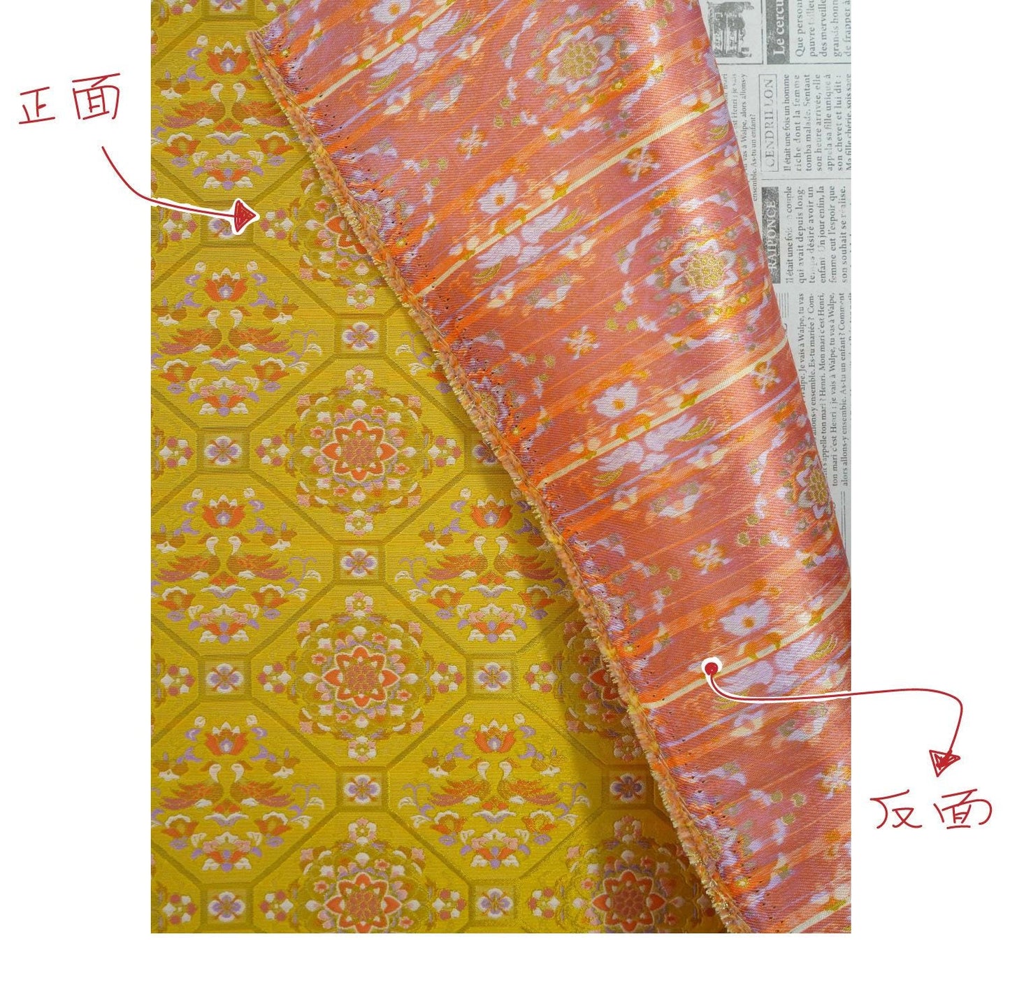 Gold Brocade Fabric - Mandarin Duck Song Jacquard, 59"W