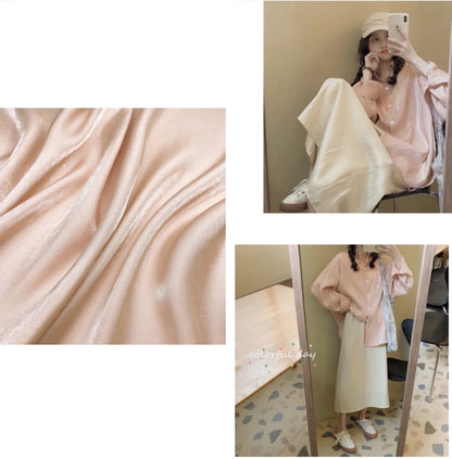 Gradient Mercerized Cotton Fabric: Shiny Satin Silky Material, 59" Wide, By The Meter