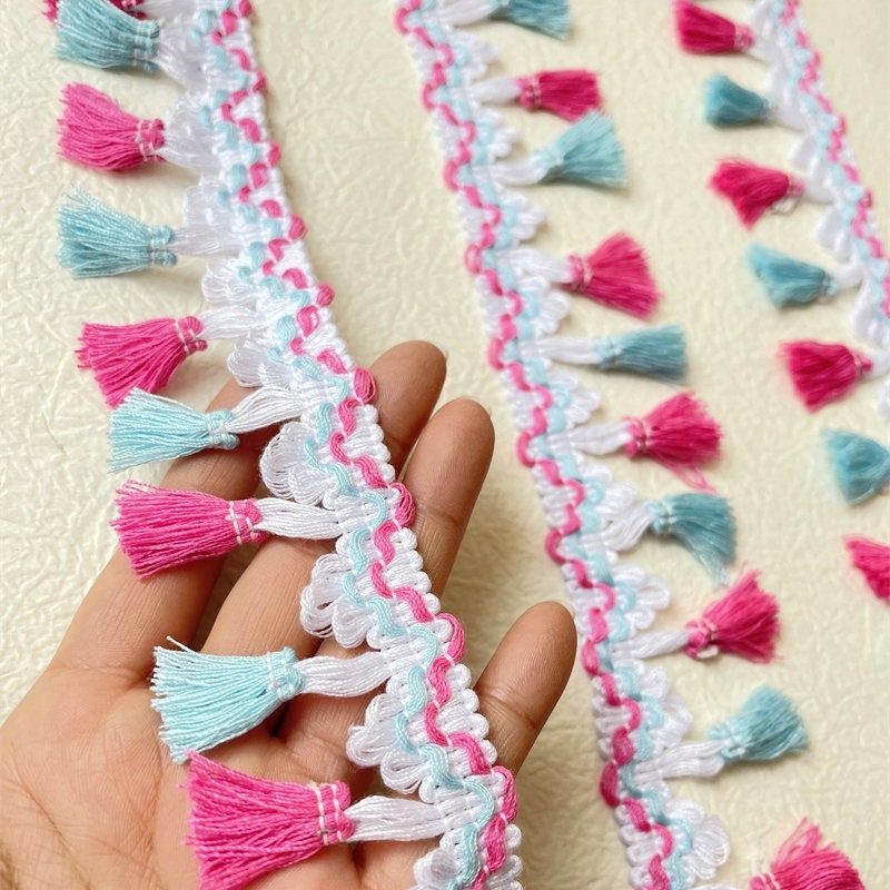 Colorful Tassel Trim: Ethnic Cotton Fabric, 2" Width