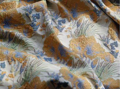 Vintage Rhubarb Jacquard Fabric: 3D Floral Designer Fabric, 60"W