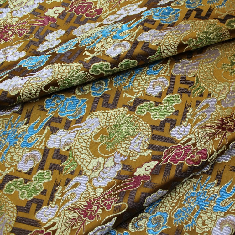 Dragon Robe Fabric: Silk Rayon Cheongsam Material, 29"W