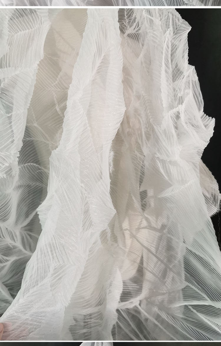 Crinkled Smoky Textured Fabric: 57"W Polyester Wedding Gown Material