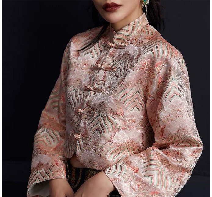 Lucky Fish Silk Brocade Fabric: Jacquard Damask, Sewing, Costume (29.5"W)