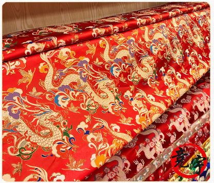 Dragon Brocade Fabric: 59"W Silk Rayon Blend, Traditional Sewing