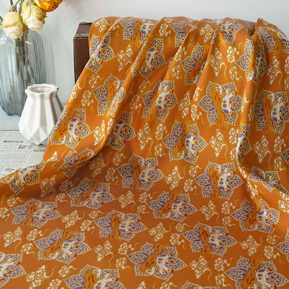 Tissu brocart Song avec jacquard à fils d'or | Brocart de soie chinois de luxe | Tissu à motif impérial traditionnel, 150 cm de large